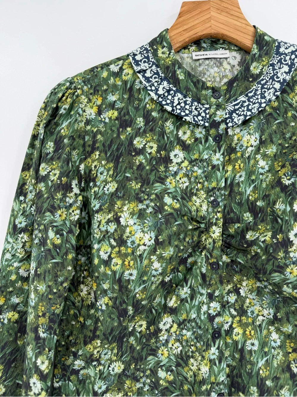 Batsheva x Laura Ashley Cambrie Blouse Button Up in Sherwood Forest Size 6 - Picture 3 of 12